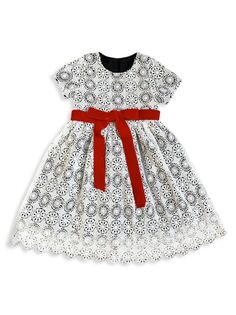 Платье из кружева и бархата для маленьких девочек и девочек Joe-Ella, цвет White Multi