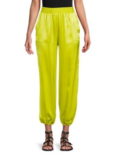 Однотонные шелковые брюки Nsf, цвет Chartreuse Yellow