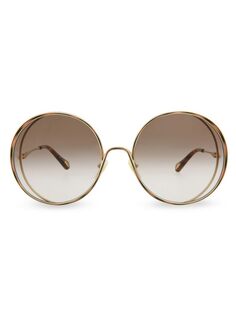 Круглые солнцезащитные очки 61MM Chloé, золото Chloe