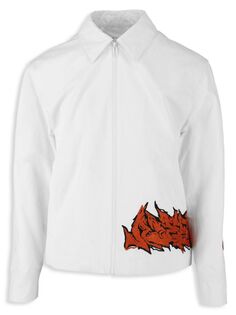 Свободная куртка Харрингтон с вышивкой граффити Off-White, цвет White Orange