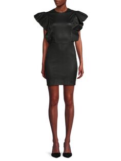 Кожаное мини-облегающее платье Senja Iro, черный