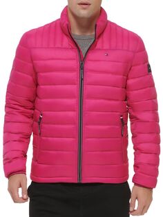 Классическая компактная куртка-пуховик с воротником-стойкой Tommy Hilfiger, розовый