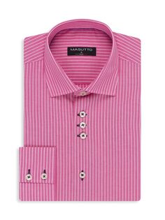 Классическая рубашка в полоску Barbados классического кроя Masutto, розовый