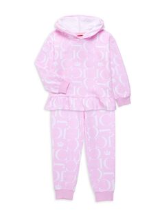 Комплект из двух предметов: флисовая толстовка с баской и брюки для маленькой девочки Juicy Couture, розовый