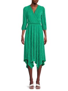 Плиссированное асимметричное платье миди Renee C., цвет Emerald Green