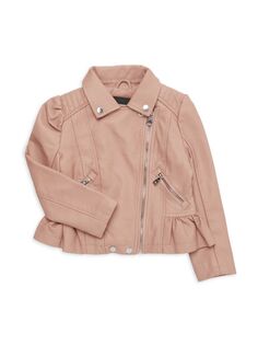 Куртка из искусственной кожи с рюшами для маленькой девочки Urban Republic, розовый