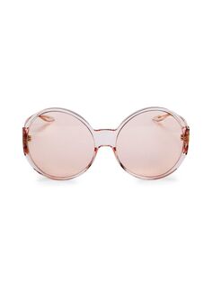 Круглые солнцезащитные очки 64MM Gucci, розовый