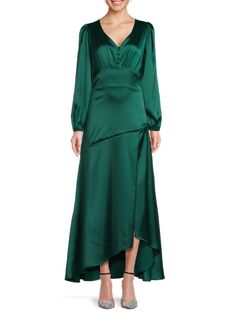 Атласное платье миди с защипами Koko + Mason, цвет Emerald Green