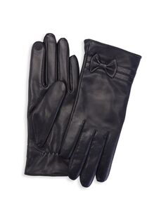 Кожаные перчатки для сенсорного экрана на кашемировой подкладке Royce New York, черный