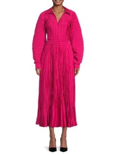 Плиссированное платье макси Indiana Jonathan Simkhai, розовый