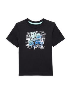 Спортивная футболка с графическим рисунком для маленького мальчика Adidas, черный