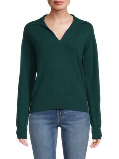 Кашемировый свитер-поло Amicale, темно-зеленый