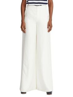 Шелковые широкие брюки Elaine Ralph Lauren Collection, цвет Off White