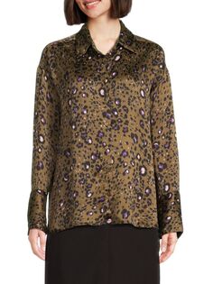 Рубашка на пуговицах Delisse с леопардовым принтом Walter Baker, цвет Olive Leaopard