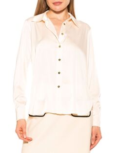 Атласная рубашка на пуговицах Rylin Alexia Admor, цвет Oat