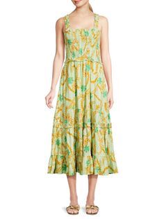 Ярусное платье Jailene со сборками и цветочным принтом Joie, цвет Pastel Green