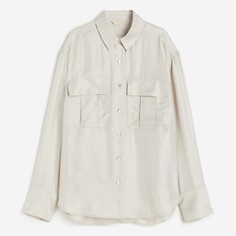 Рубашка H&amp;M Silk-blend Utility, серо-бежевый H&M