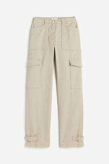 Брюки H&amp;M Twill Cargo, бежевый H&M