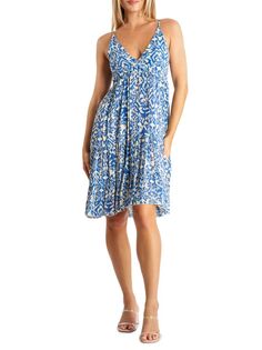 Повседневное платье с абстрактным V-образным вырезом La Moda Clothing, цвет Blue Multicolor