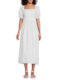 Платье миди из хлопка с корсетом Rosetta Getty, белый