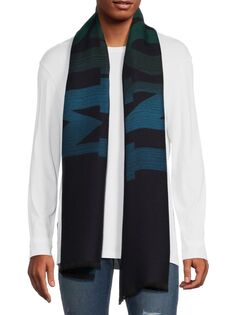 Футбольный шарф из смесовой шерсти с логотипом и эффектом омбре Missoni, цвет Blue Multi
