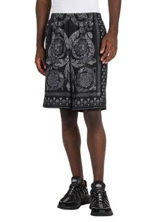 Шелковые шорты с бисером Versace, цвет Black Silver