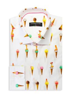 Спортивная рубашка в стиле пин-ап Miami Classic Fit Ice Cream Masutto, белый
