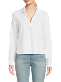 Рубашка Popover из льняной смеси Saks Fifth Avenue, белый