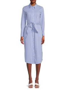 Платье-рубашка в полоску Veronica с поясом Derek Lam 10 Crosby, цвет Blue White
