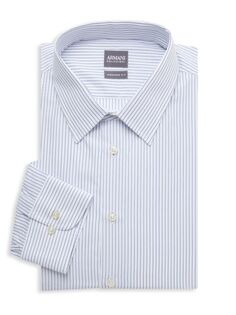 Рубашка узкого кроя в полоску Armani Collezioni, цвет Solid White Stripe