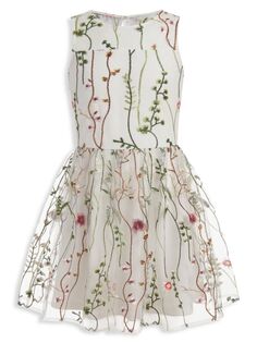 Сетчатое платье без рукавов для девочек Garden Calvin Klein, белый