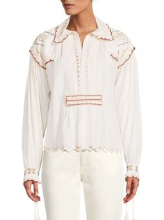 Плиссированная блузка с вышивкой Etro, белый
