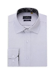 Классическая рубашка узкого кроя с точечным принтом Azaro Uomo, цвет White Polka