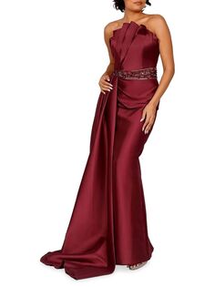Платье с драпировкой Terani Couture, цвет Wine