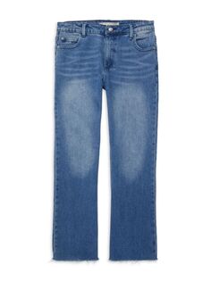 Укороченные расклешенные джинсы для девочек с высокой посадкой Tractr, индиго