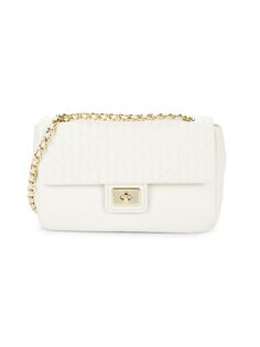 Стеганая кожаная сумка на плечо Agyness Karl Lagerfeld Paris, цвет Winter White