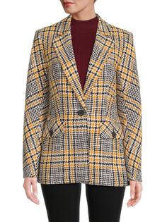 Твидовый пиджак с лацканами Notch Karl Lagerfeld Paris, цвет Yellow Multicolor