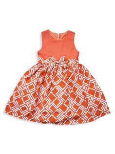Платье с бантом и принтом для малышей, малышей и девочек Joe-Ella, коралл