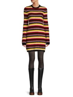 Полосатое платье-свитер из альпаки Sonia Rykiel, цвет Yellow Multi