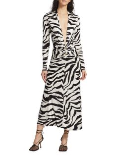 Платье макси с глубоким вырезом и V-образным вырезом Venus Ronny Kobo, цвет Zebra