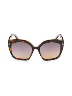 Солнцезащитные очки-бабочки 55MM Tom Ford, цвет Col Havana Smoke