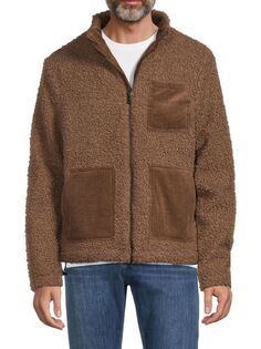 Вельветовое пальто из искусственной овчины с воротником-стойкой Onia, коричневый