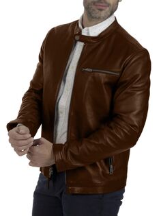 Кожаная куртка Cafe Racer Frye, коричневый