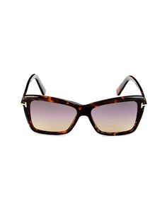 Квадратные солнцезащитные очки «кошачий глаз» 64 мм Tom Ford, коричневый