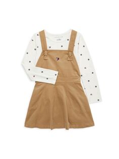 Комплект из двух предметов: футболка и платье для маленькой девочки Tommy Hilfiger, коричневый
