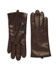 Кожаные технические перчатки на кашемировой подкладке Saks Fifth Avenue, коричневый