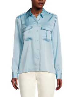 Атласная рубашка на пуговицах с карманами-карго Calvin Klein, цвет Cool