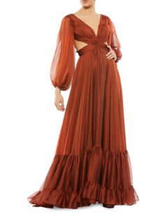 Шифоновое платье с вырезами Mac Duggal, цвет Copper