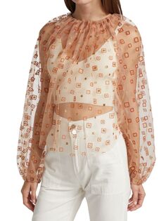 Прозрачная блузка со сборками на шее Rachel Comey, цвет Copper
