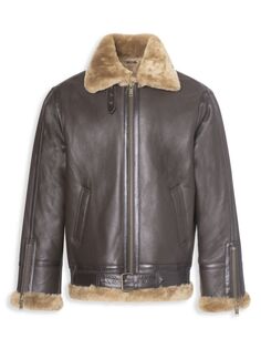 Мотоциклетная куртка с отделкой из овчины и овчины Wolfie Furs, коричневый